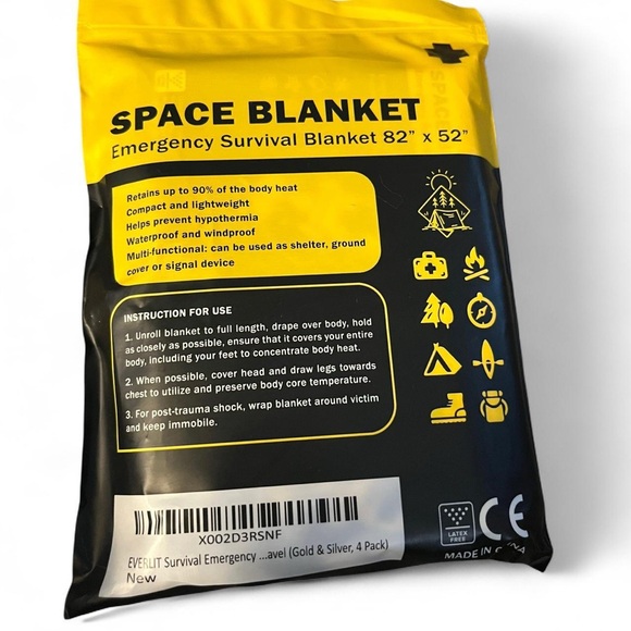 Emergency Thermal Blanket Pack - Gold and Black - Picture 2 of 2